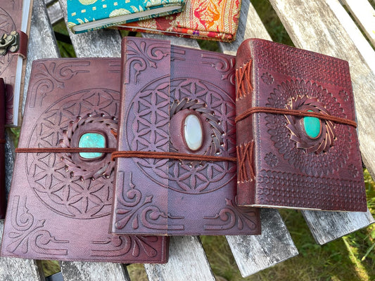 Mystical Leather Journals | Handmade Recycled Paper Notebook | Witchy Spellbook Grimoire