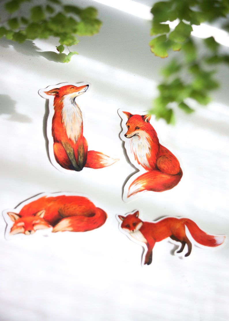 Red Fox Stickers | Woodland Goblincore Fairycore | Waterproof Vinyl Glossy Die Cut | Wildlife Laptop Journal Decal Decor | Whimsical Art