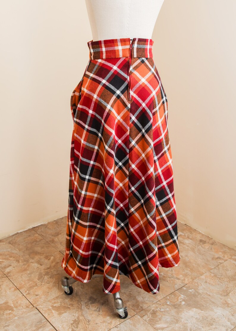 Plaid Flannel Midi Skirt | Vintage Inspired Tea Length | Cottagecore Prairie Dark Academia Hobbit | High Waist Fall Color Goblincore
