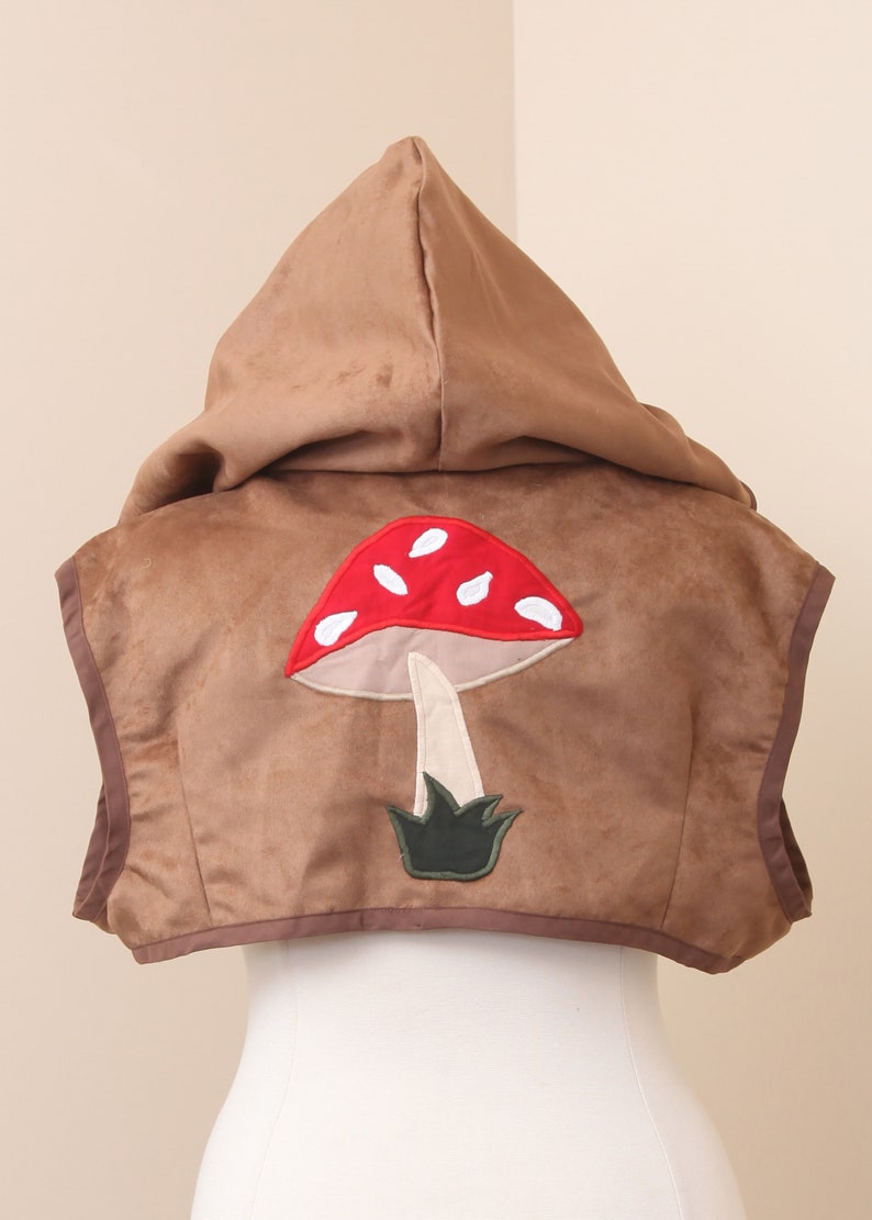 Hooded Pixie Shrug | Amanita Mushroom Hoodie Vest | Hobbit Crop Top Renaissance Festival Costume | Witchy Elven Faerie Cottagecore Fairycore