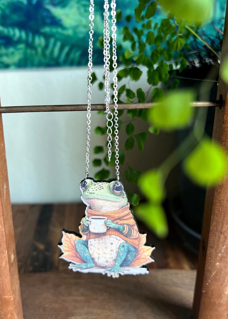 Cozy Toad Necklace | Whimsical Frog Pendant | Cottagecore Goblincore Fairy Jewelry | Tea Coffee Party Accessories | Nature Inspired Gifts