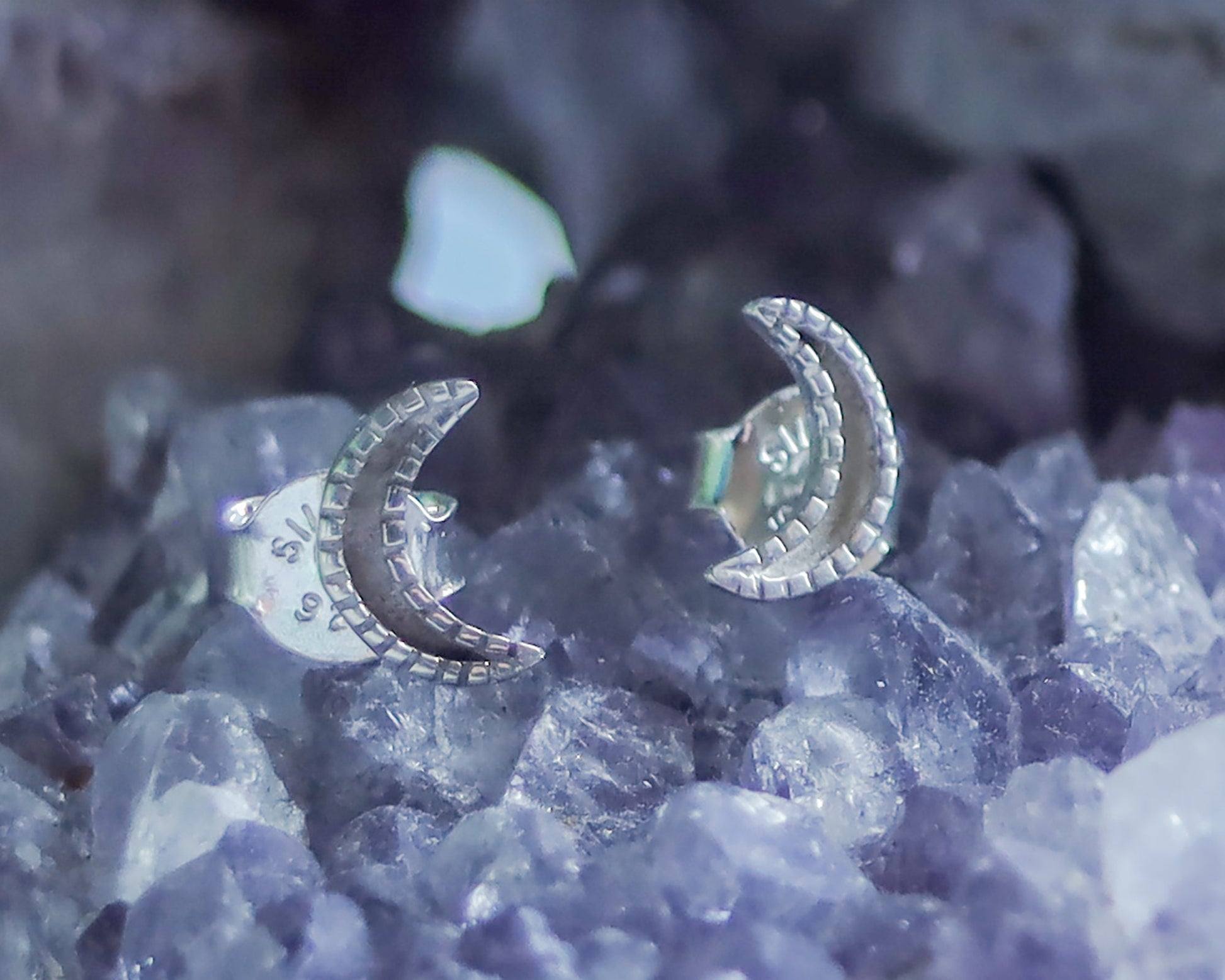 Crescent Moon Stud Earrings | Celestial Witchy Boho Whimsical Minimalist | Brass & Silver Gold Tiny Dainty Posts | Half Moon Lunar Phase