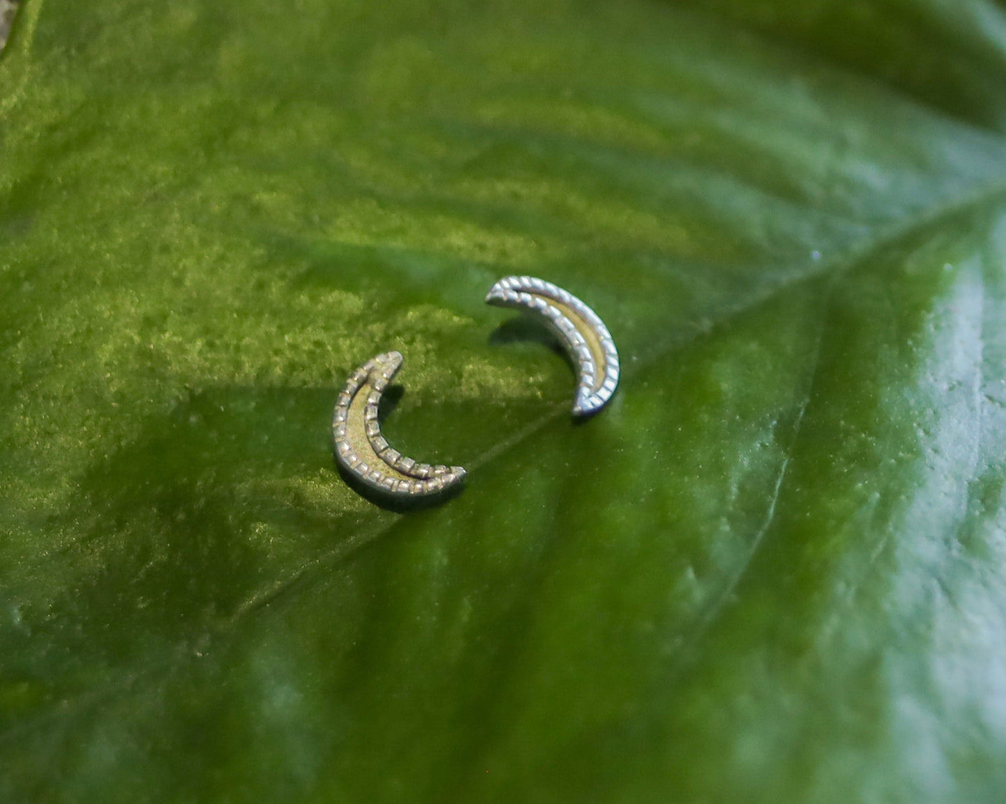 Crescent Moon Stud Earrings | Celestial Witchy Boho Whimsical Minimalist | Brass & Silver Gold Tiny Dainty Posts | Half Moon Lunar Phase