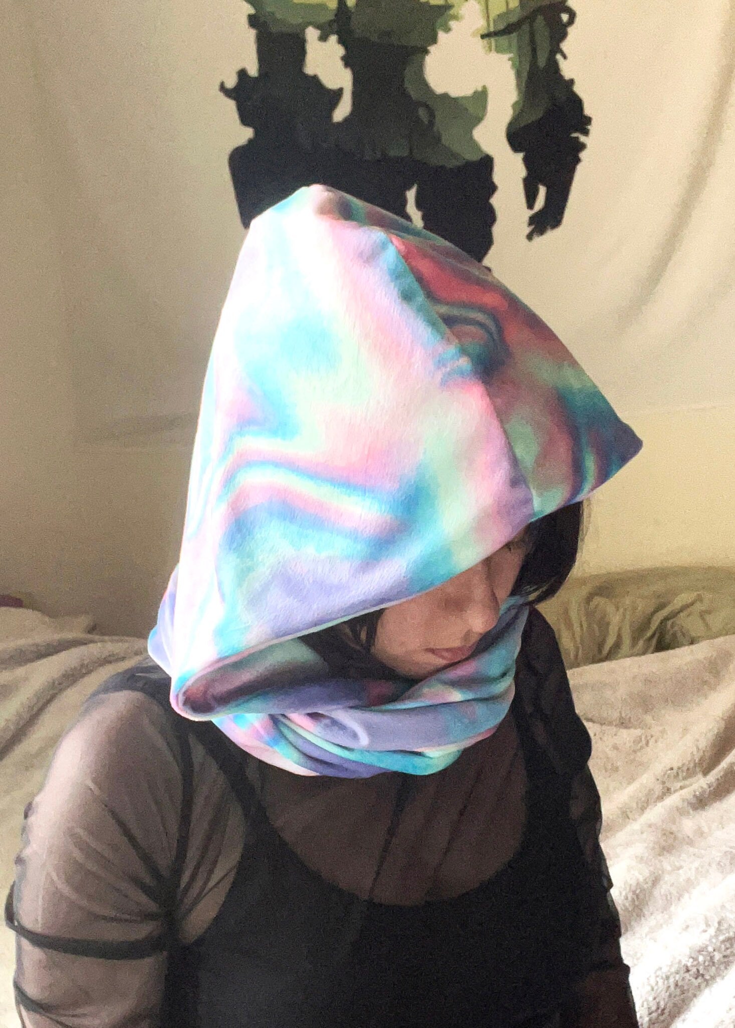 Plush Infinity Scarf | Pastel Iridescent Cowl Hood | Festival Rave Fairycore Accessories | Snood Thneed Loop Neck Wrap Headwrap Neckwear