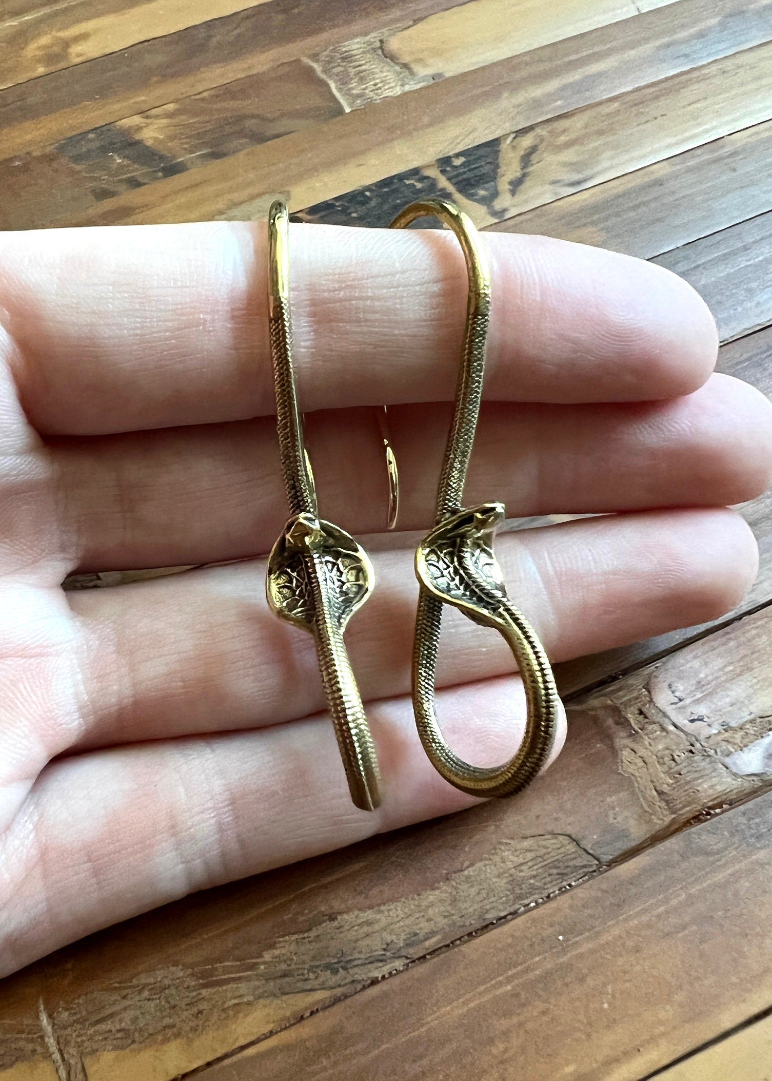 Brass Cobra Snake Earrings