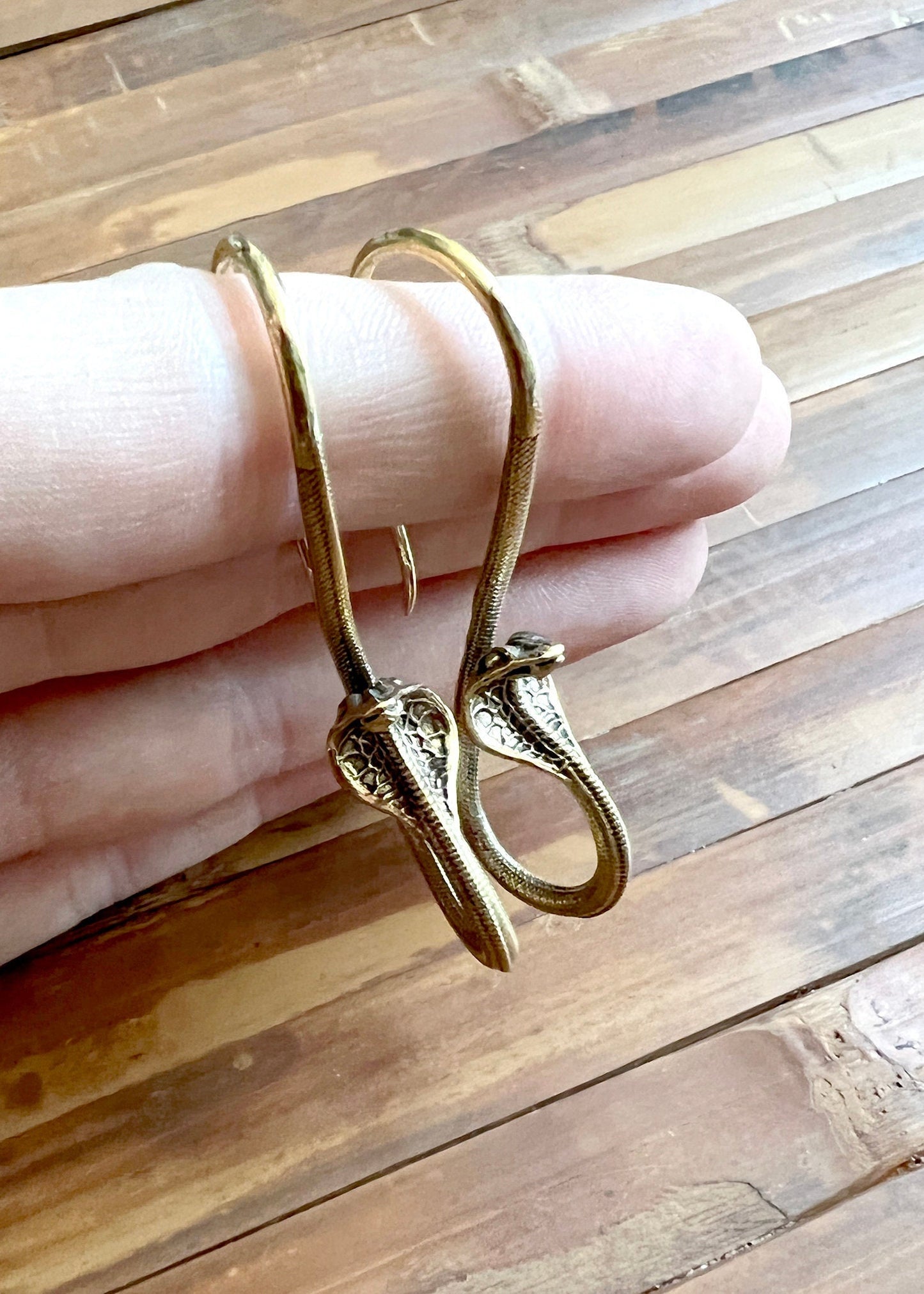 Brass Cobra Snake Earrings