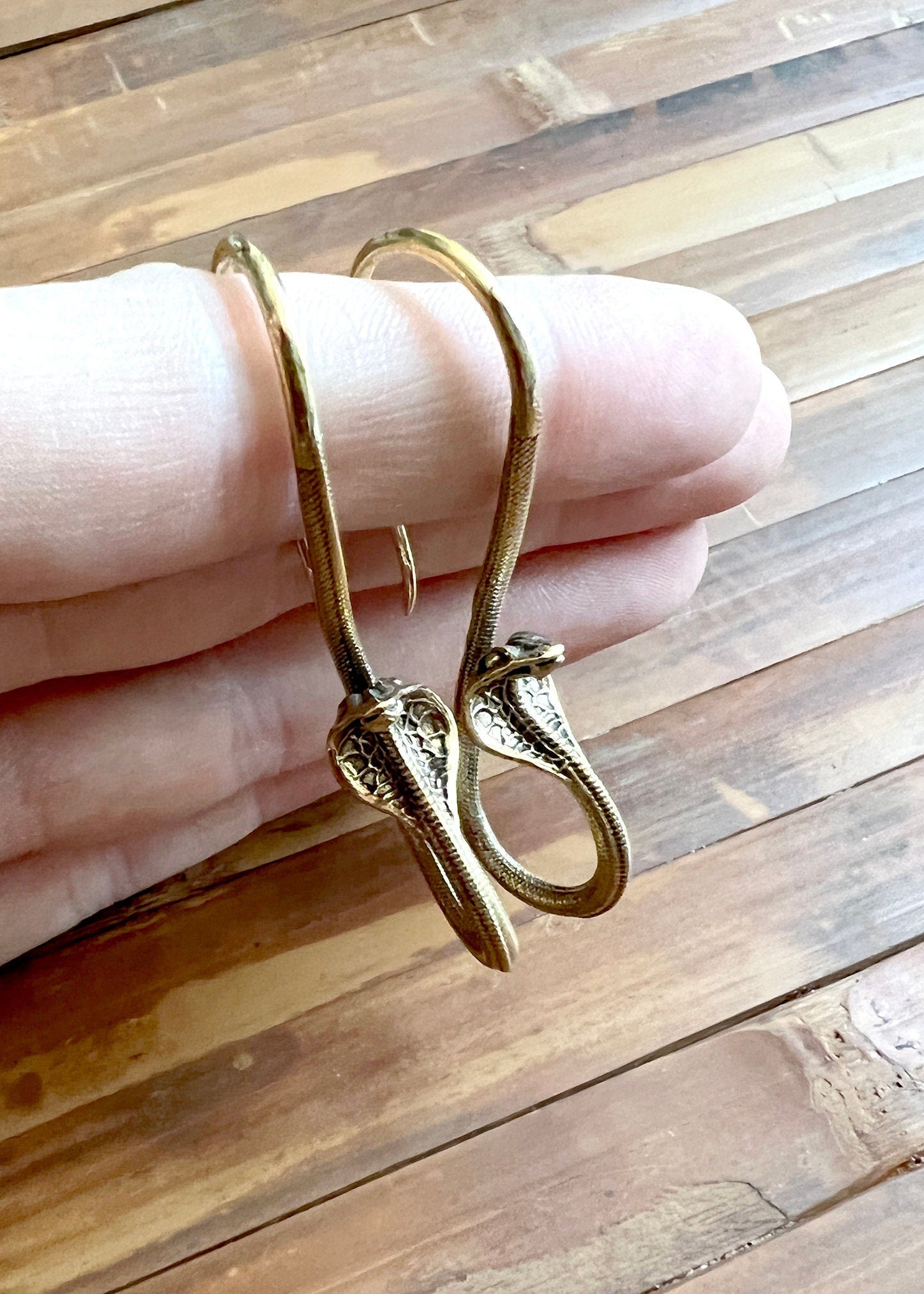 Brass Cobra Snake Earrings