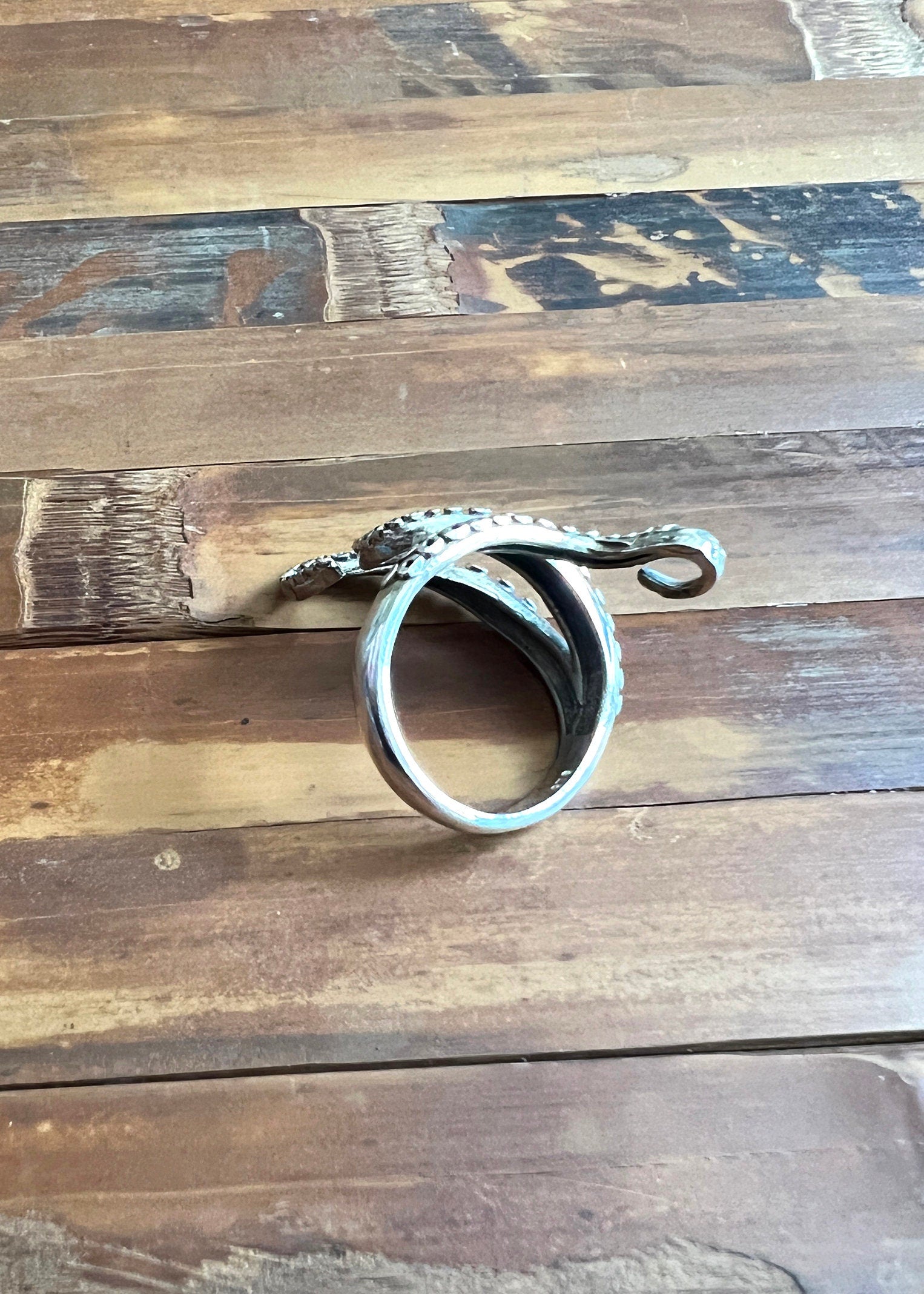 Octopus Tentacle Ring | Sterling Silver Steampunk Gothic Jewelry | Giant Squid Ocean Creature Cephalopod Kraken | Streetwear Boho Unisex