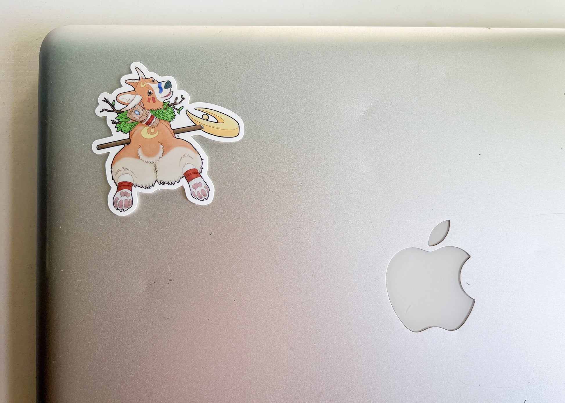 Mythical Corgi Druid Sticker | Fantasy Nerdy Art | Mystical Hellhounds Dog Griffin Butt | Witchy Beast Moon Staff | Waterproof Vinyl Glossy