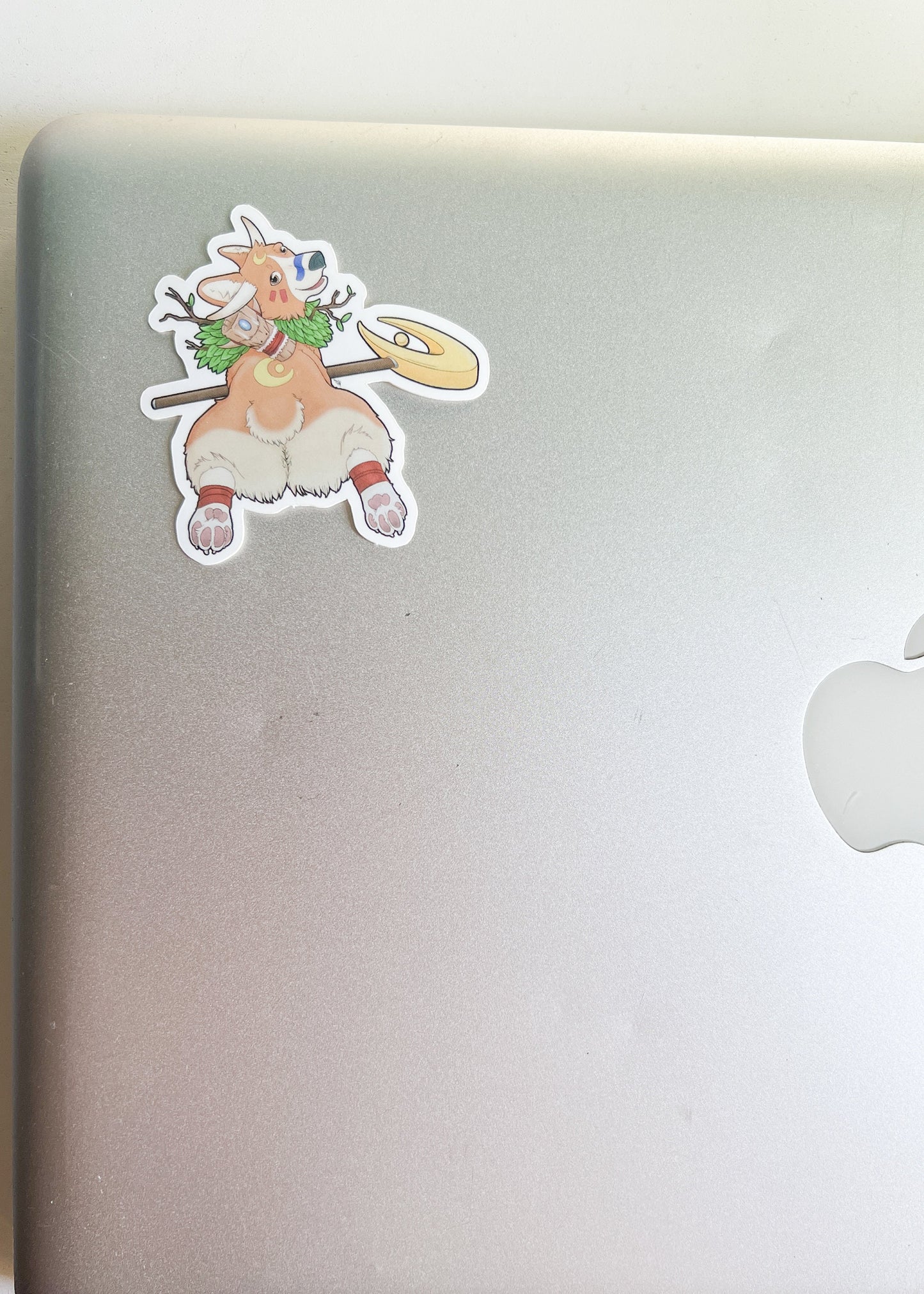 Mythical Corgi Druid Sticker | Fantasy Nerdy Art | Mystical Hellhounds Dog Griffin Butt | Witchy Beast Moon Staff | Waterproof Vinyl Glossy