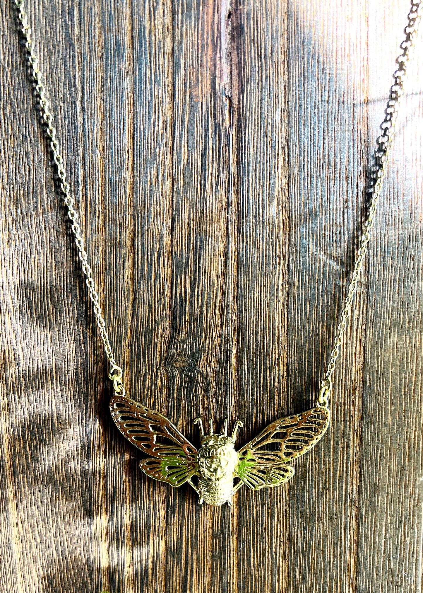 Honey Bee Pendant Necklace | Brass Gold Tone Insect Jewelry | Fairycore Boho Botanical Gifts | Large Charm Bumble Beekeeper Minimalist Chain