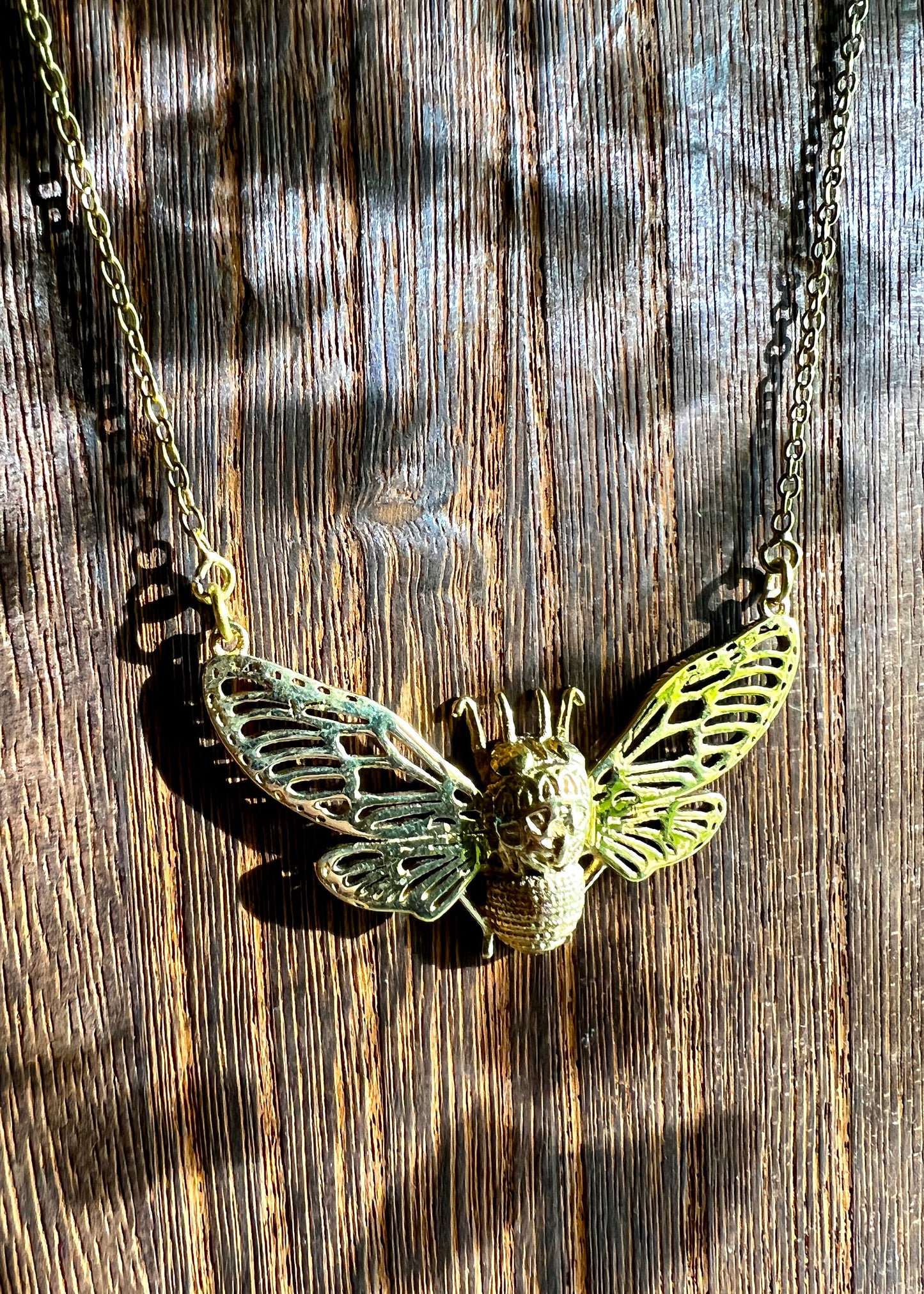 Honey Bee Pendant Necklace | Brass Gold Tone Insect Jewelry | Fairycore Boho Botanical Gifts | Large Charm Bumble Beekeeper Minimalist Chain