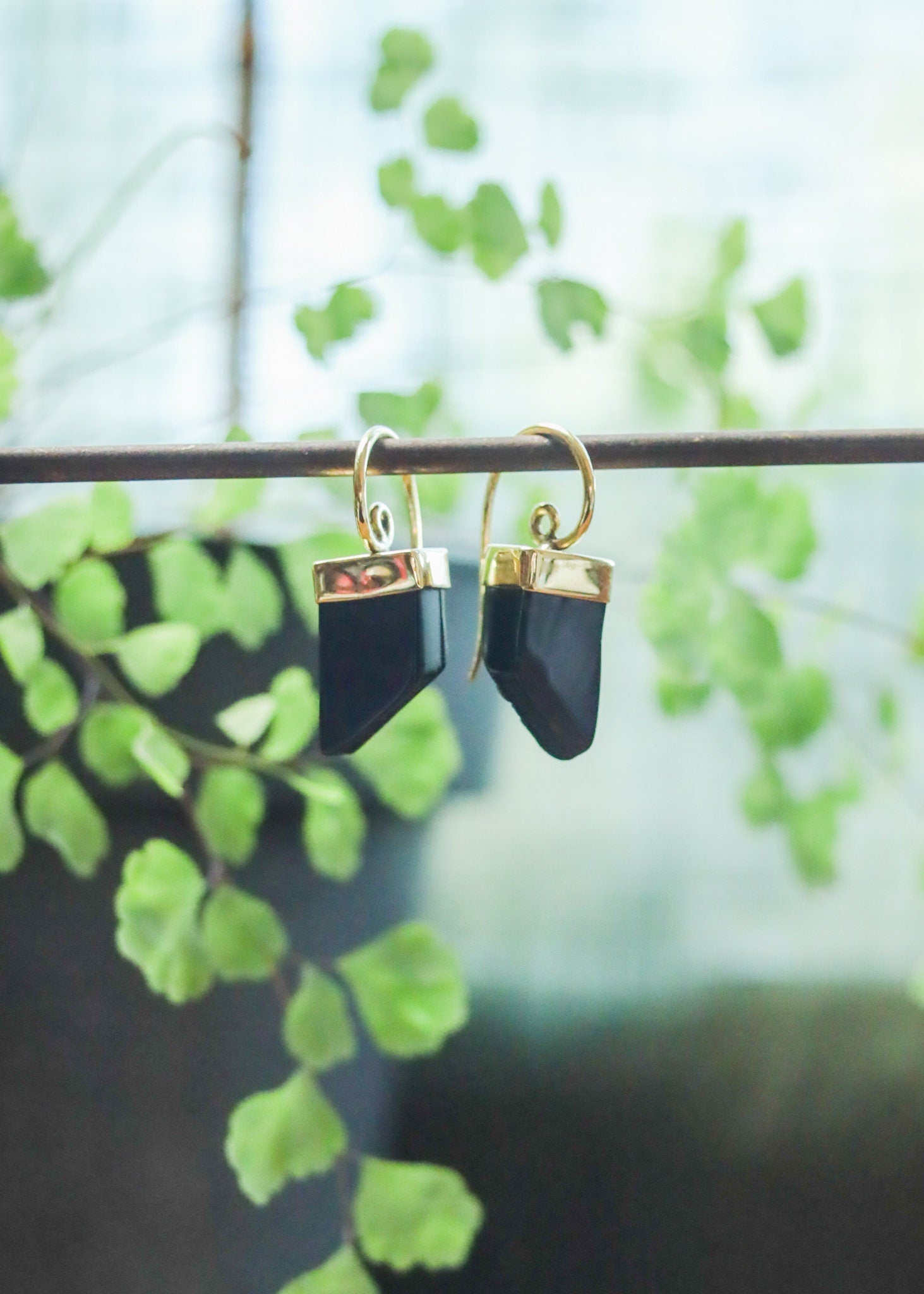 Gemstone Lantern Earrings | Brass Stone Druzy Crystal Spiral Drops | Fairycore Elven Fantasy Jewelry | Minimalist Geometric Boho Goddess