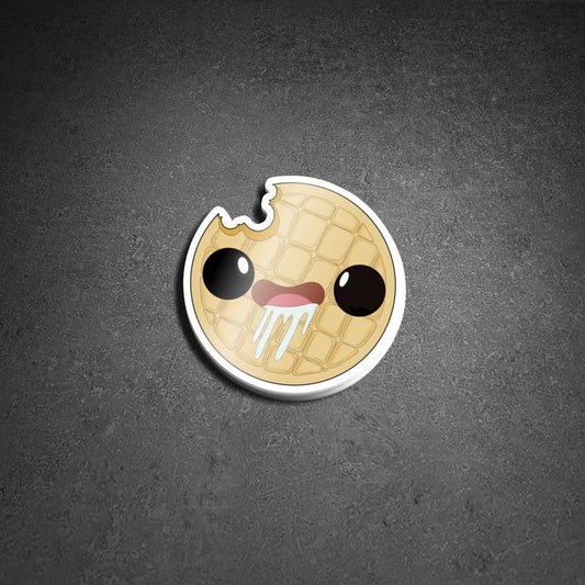 Mindless Waffle Sticker | Breakfast Miniature Food Laptop Decal | Quirky Nerdy Cute Kawaii Anime | Fantasy Snack Journal Scrapbooking Decor