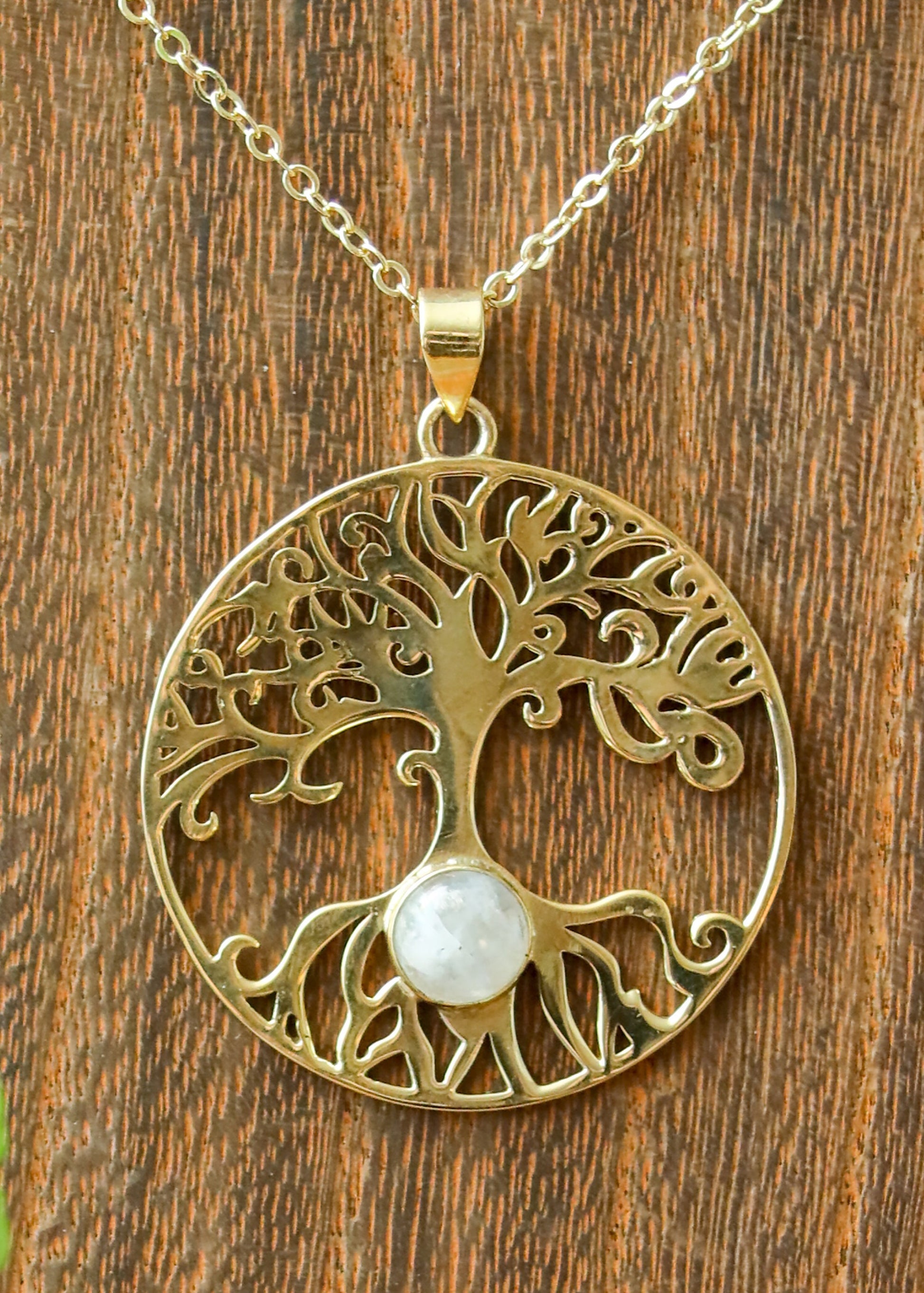 Tree of Life Pendant | Gemstone Nature Inspired Necklace | Birthstone Spiritual Celtic Boho Charm | Labradorite Rainbow Moonstone Onyx