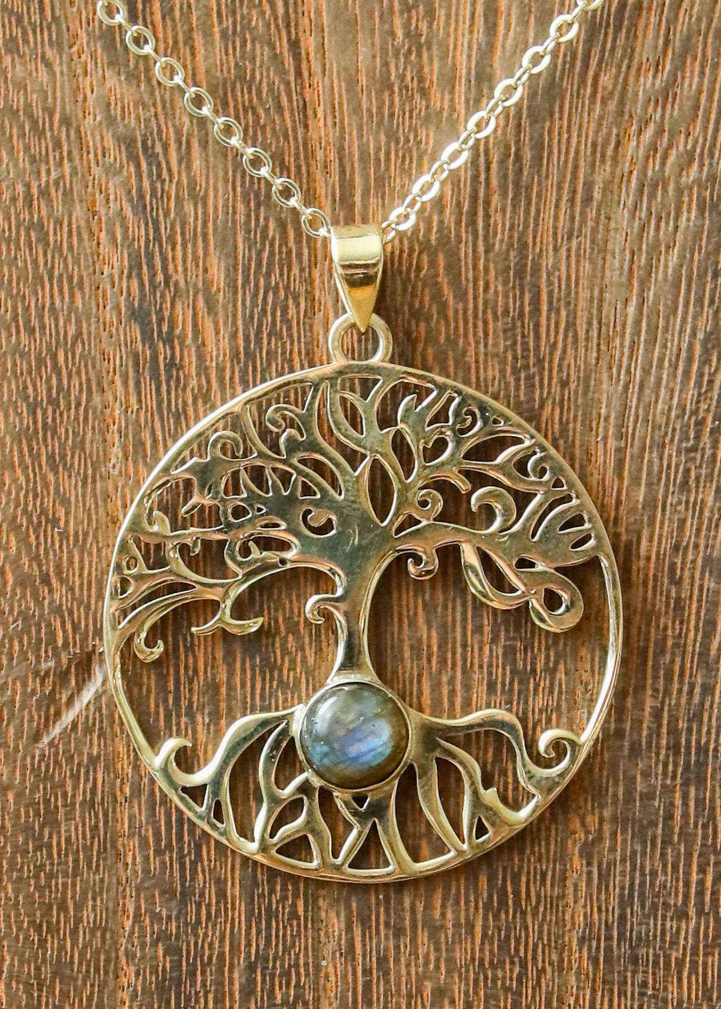 Tree of Life Pendant | Gemstone Nature Inspired Necklace | Birthstone Spiritual Celtic Boho Charm | Labradorite Rainbow Moonstone Onyx
