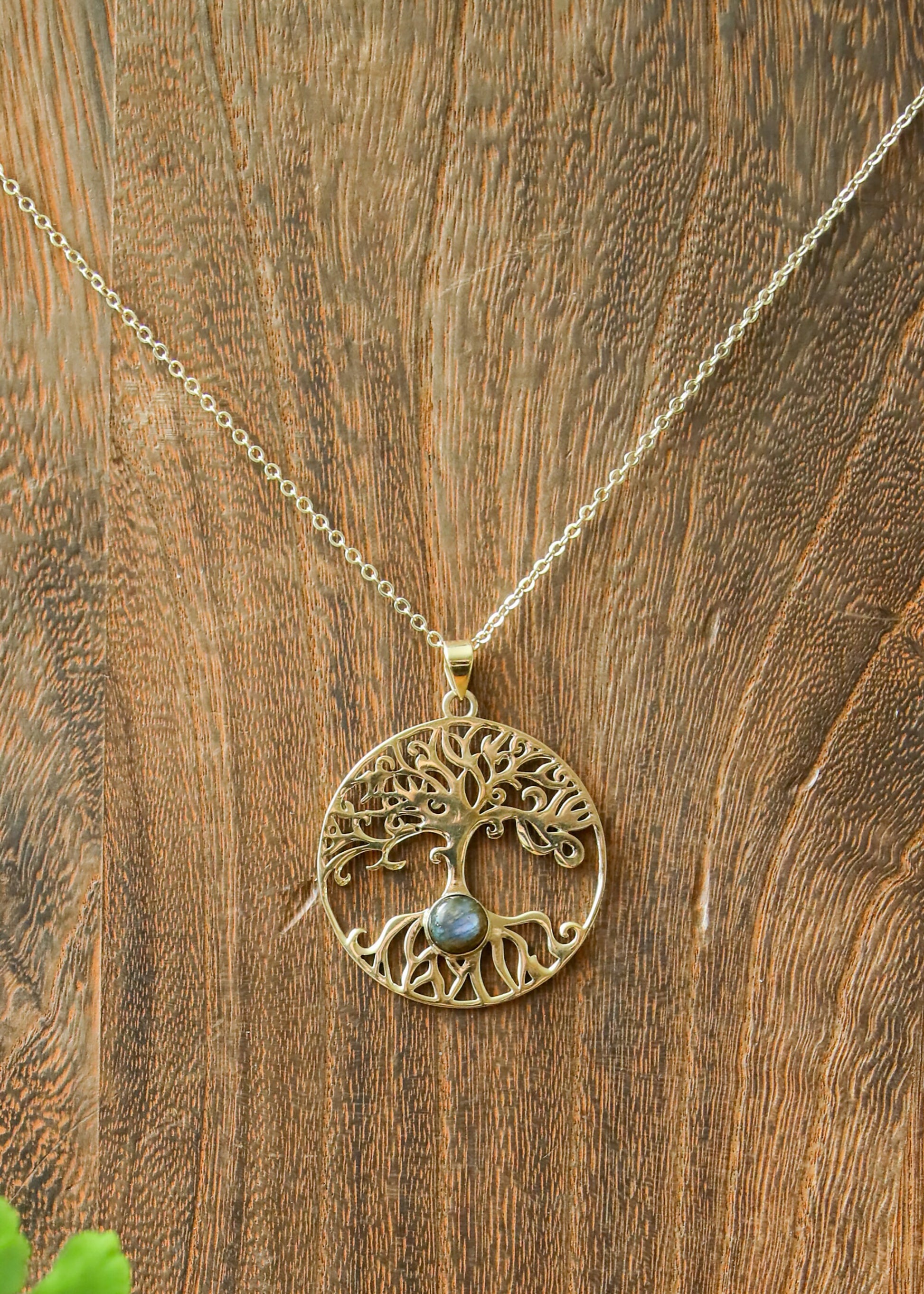 Tree of Life Pendant | Gemstone Nature Inspired Necklace | Birthstone Spiritual Celtic Boho Charm | Labradorite Rainbow Moonstone Onyx