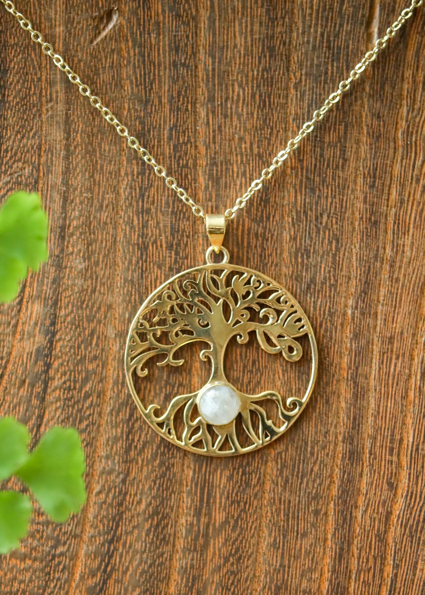 Tree of Life Pendant | Gemstone Nature Inspired Necklace | Birthstone Spiritual Celtic Boho Charm | Labradorite Rainbow Moonstone Onyx