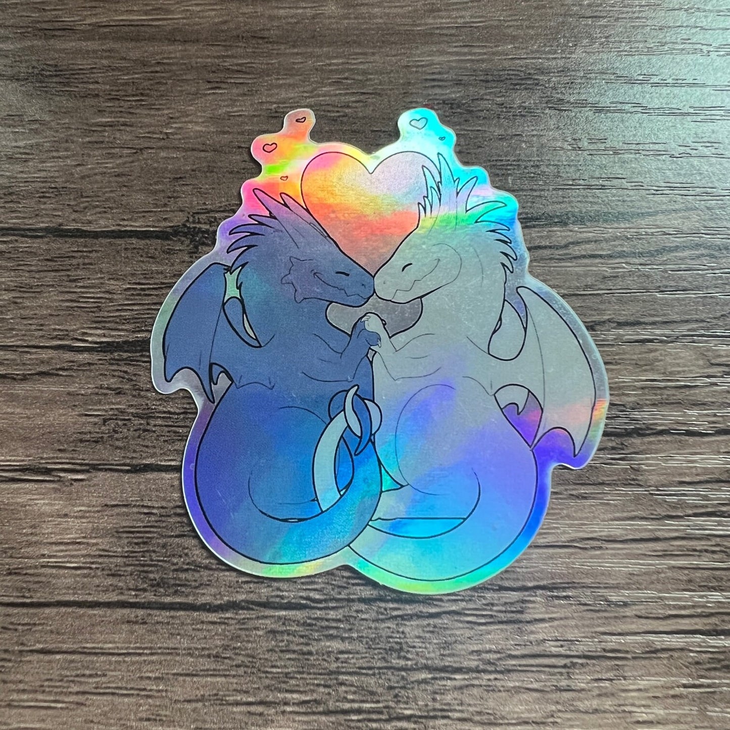 Holographic Dragon Sticker | Iridescent Mythical Fantasy Love Decal | Water Bottle Laptop Journal Scrapbook Art | Fairycore Whimsical