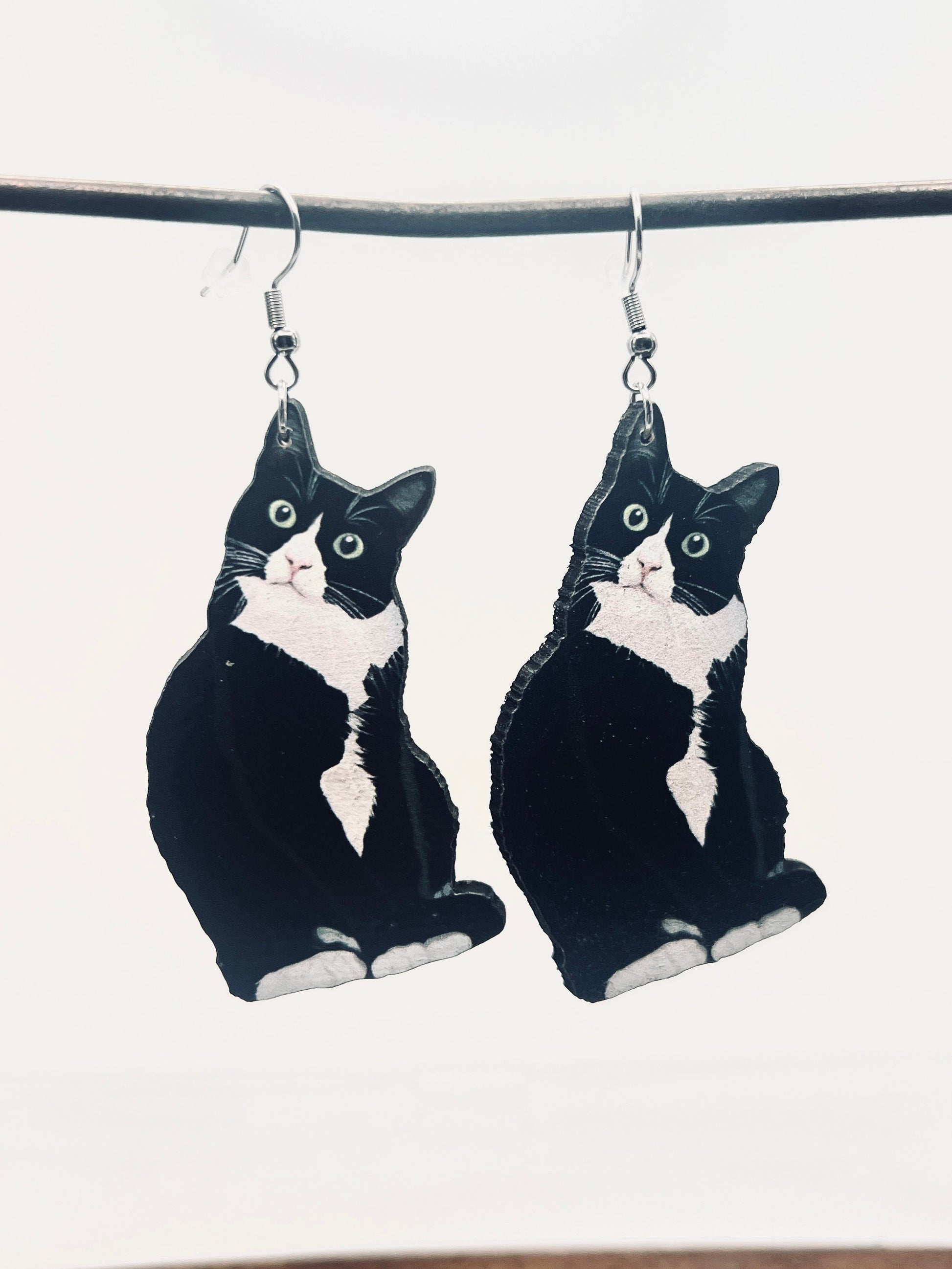 Cat Charm Earrings | Laser Cut Wood Kitty Dangles | Pet Animal Lover Gifts | Persian Maine Coon Russian Blue British Shorthair Black Cat