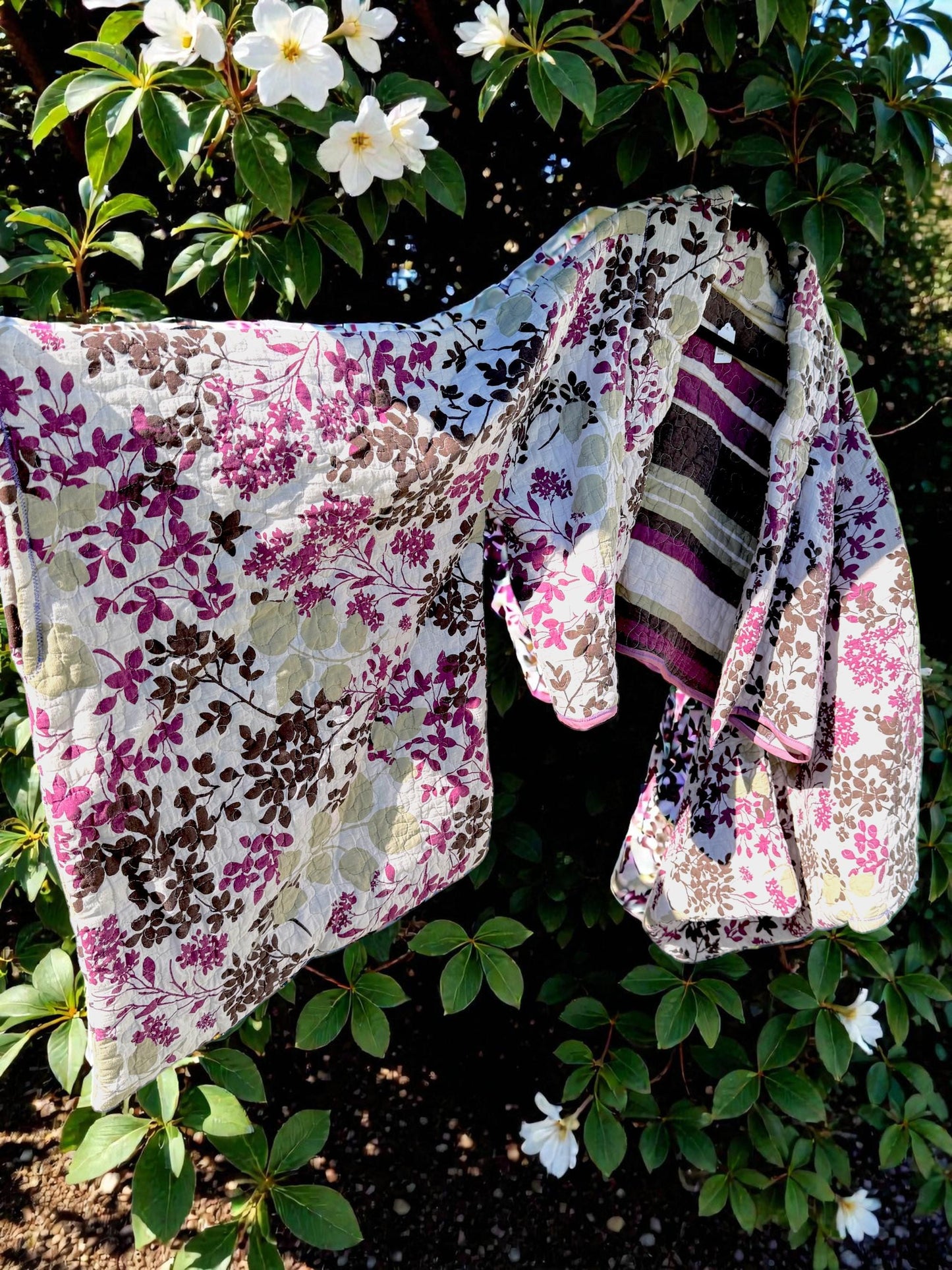 Kimono Quilt Jacket | Floral Quilted Blanket Crop Top | Purple Lavender Outerwear | Handmade Repurposed Upcycled | Kawaii Anime Inspired