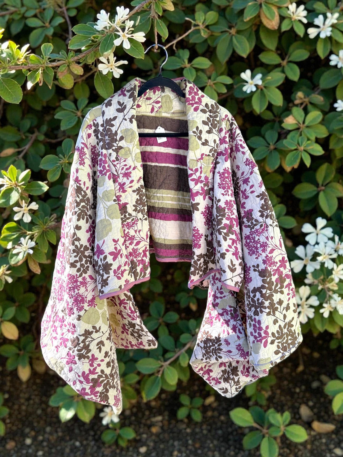 Kimono Quilt Jacket | Floral Quilted Blanket Crop Top | Purple Lavender Outerwear | Handmade Repurposed Upcycled | Kawaii Anime Inspired
