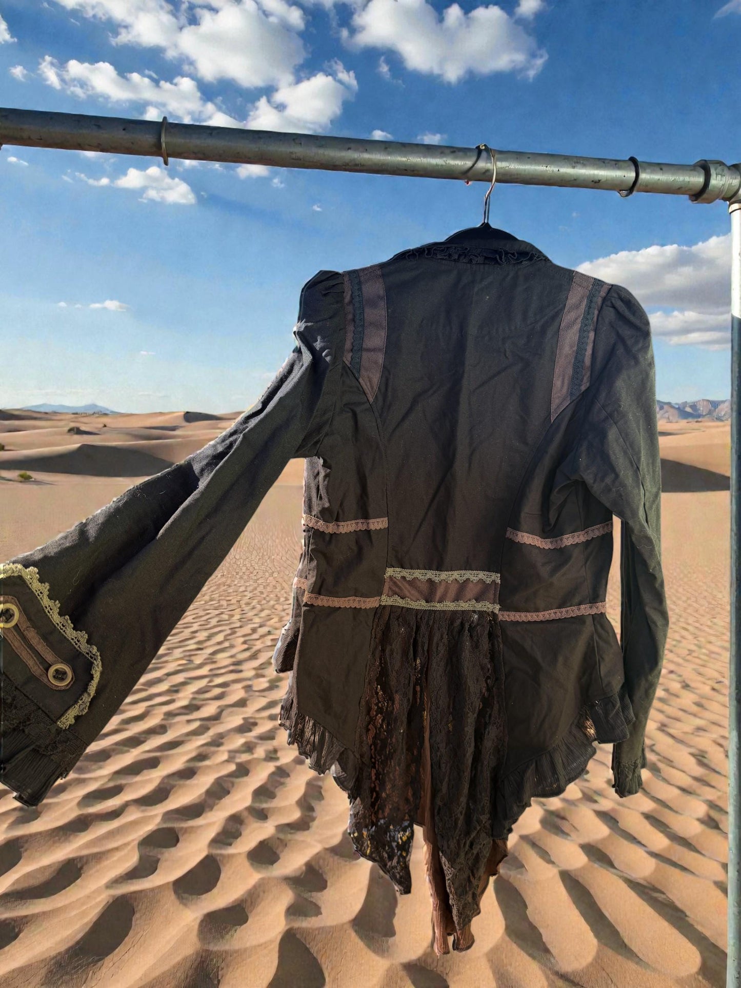 Pirate Steampunk Coat | Burning Man Cyberpunk Renaissance Waistcoat | Brown Black Wasteland Outerwear | Anime Cosplay Costume LARP