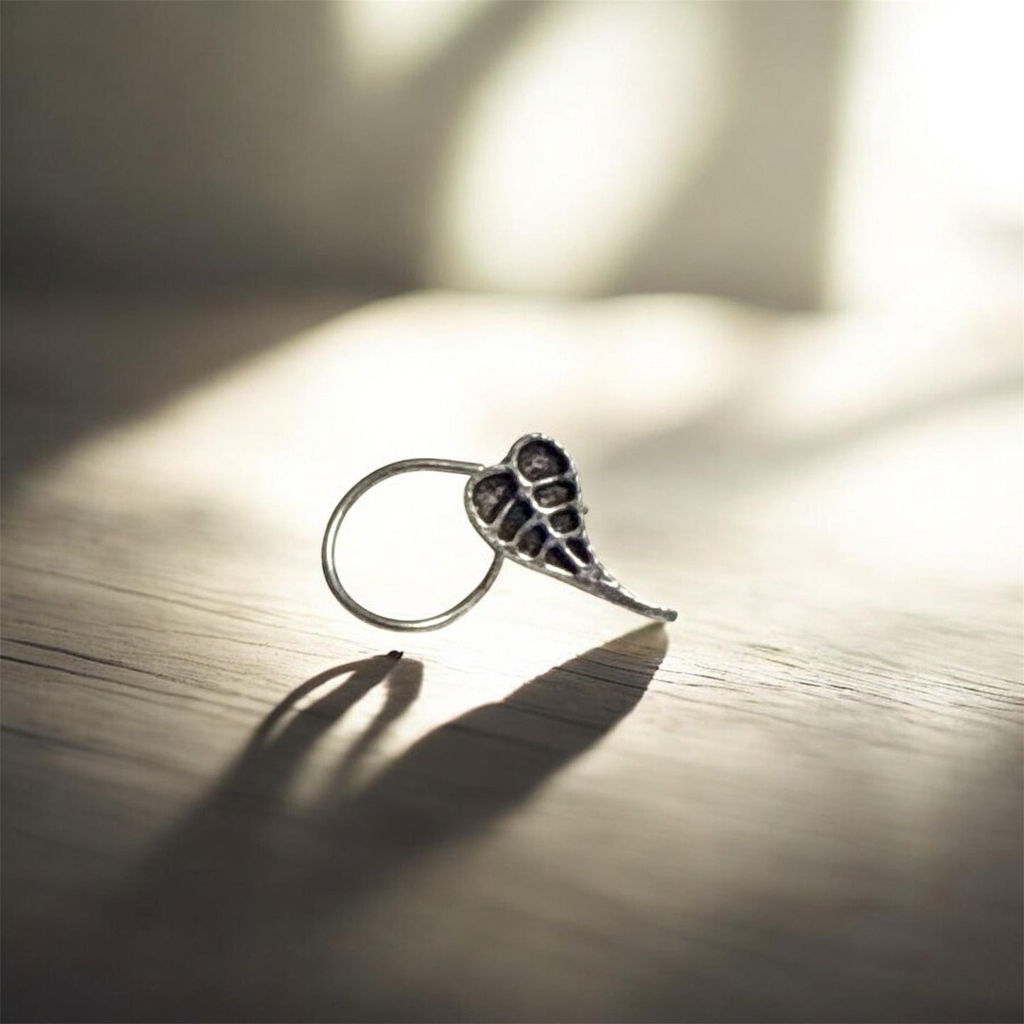 Silver Leaf Nose Stud | Sterling Silver Nature Inspired Piercing | Elven Mythical Witchy Jewelry | Ivy Fairycore Cottagecore Body Jewelry