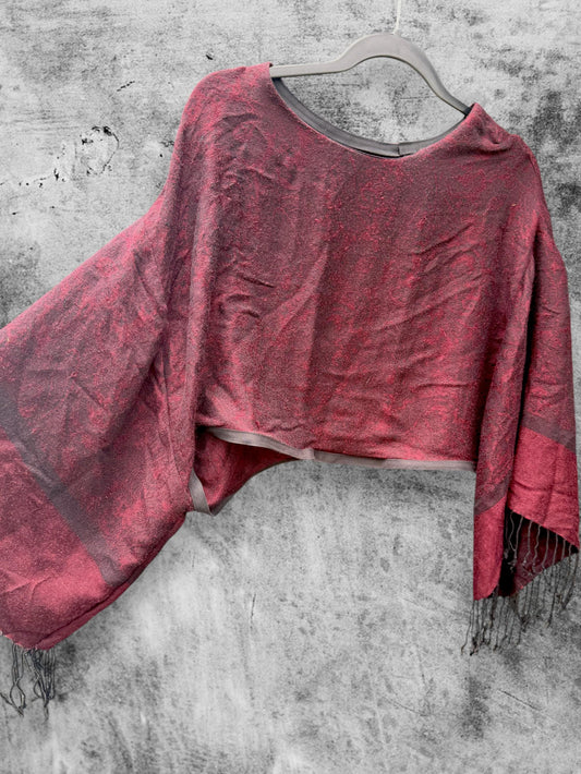 Pashmina Top | Cottagecore Long Sleeve Pullover | Upcycled Cropped Blouse | Fairycore Kawaii Festivalwear | Sexy Spring Summer
