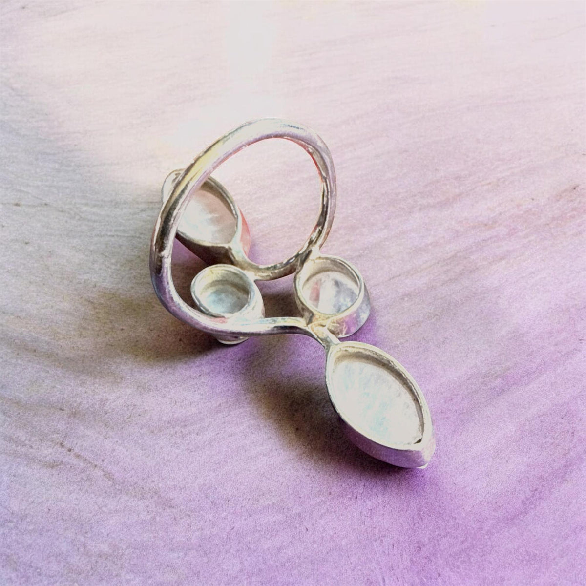Rainbow Moonstone Ring | Sterling Silver Cabochon Gemstone Jewelry | Mystical Crystal Witchy