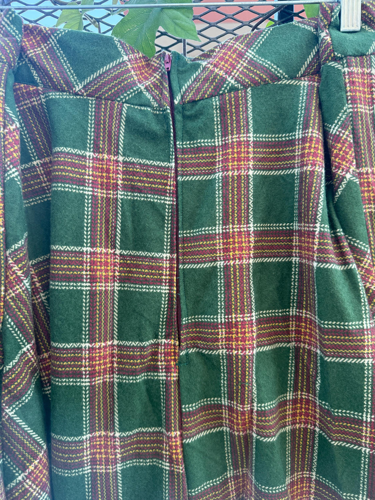 Green Fall Tone Flannel Midi Skirt