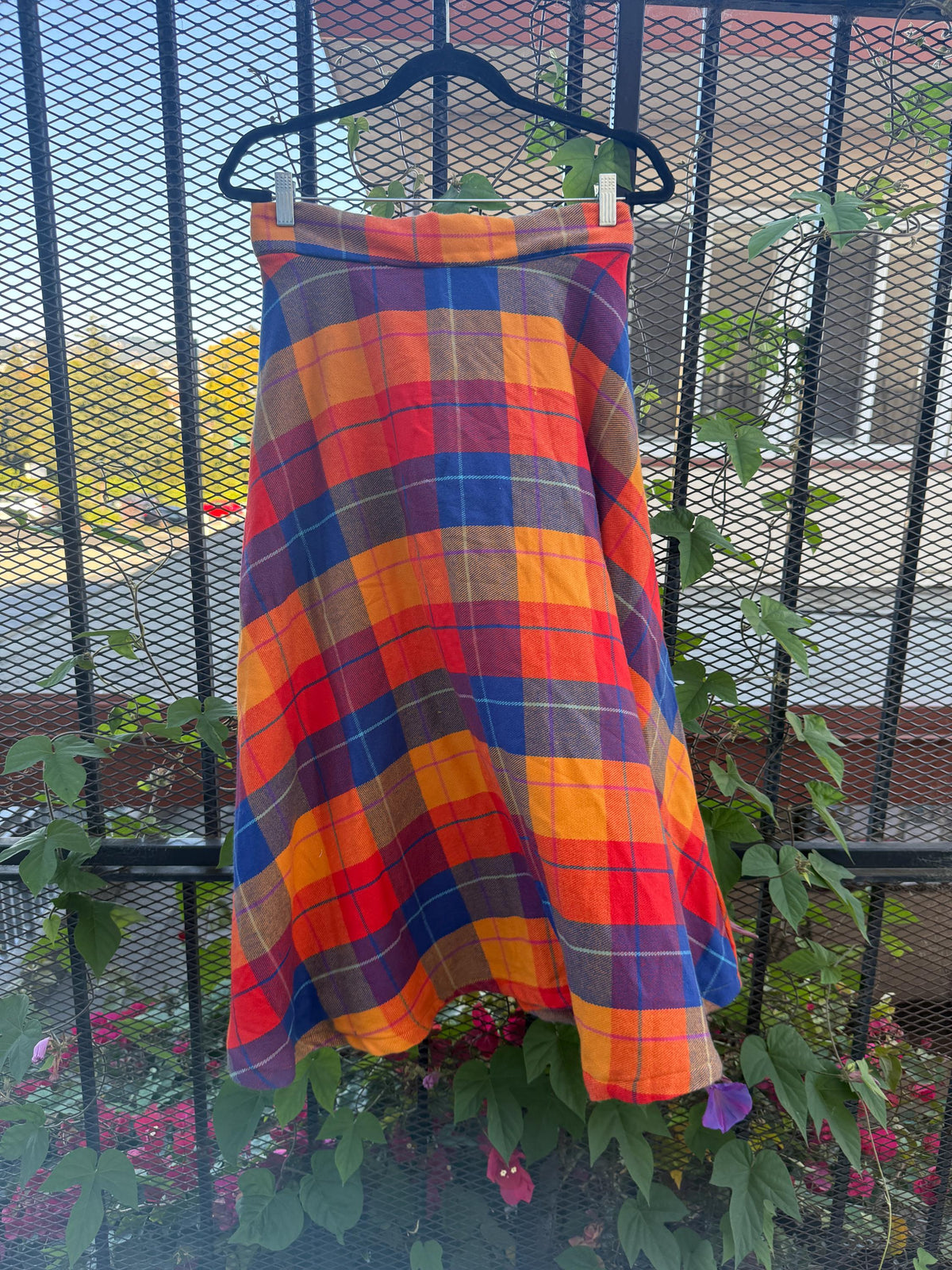 Colorful Flannel Midi Skirt