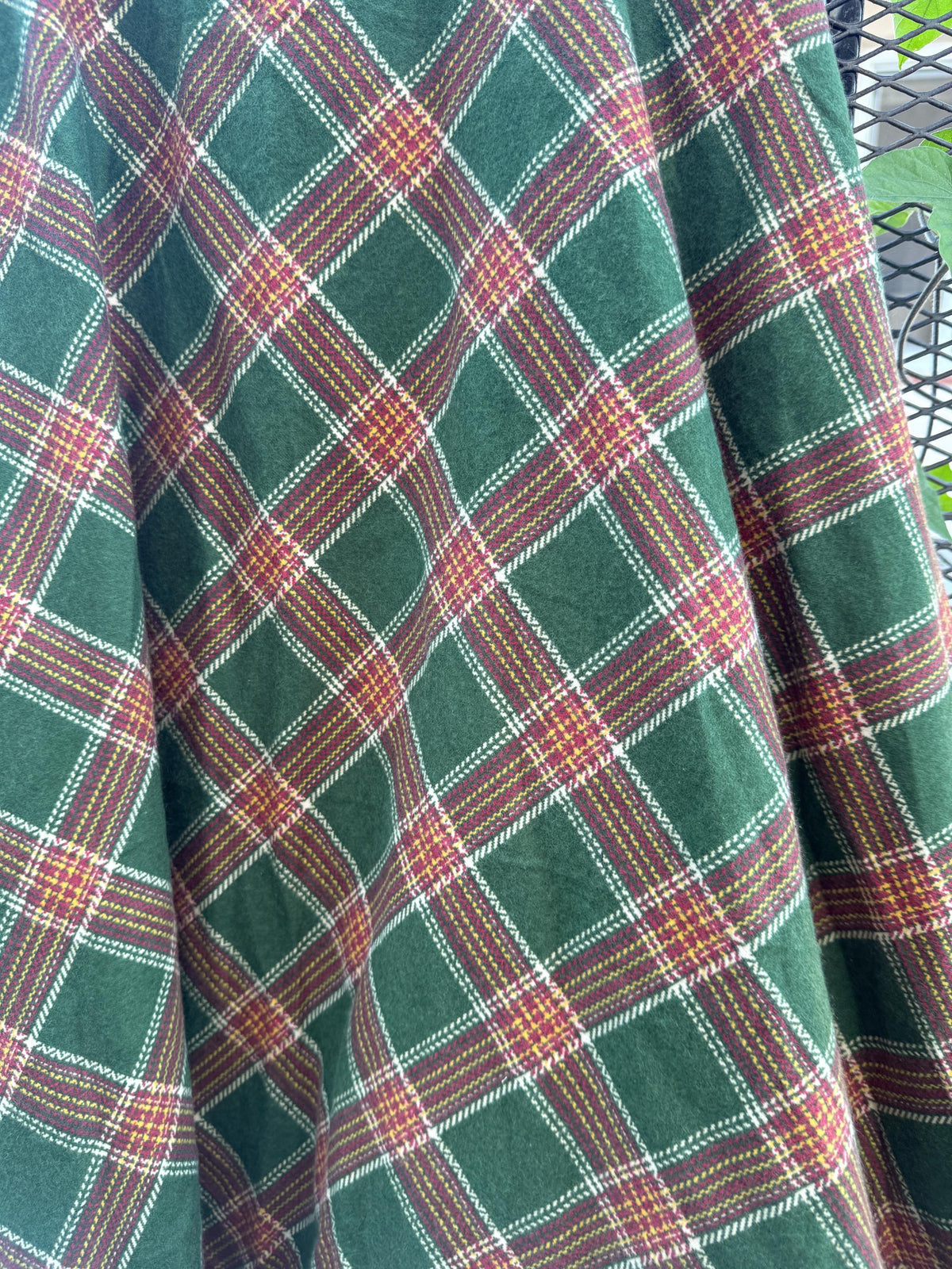 Green Fall Tone Flannel Midi Skirt