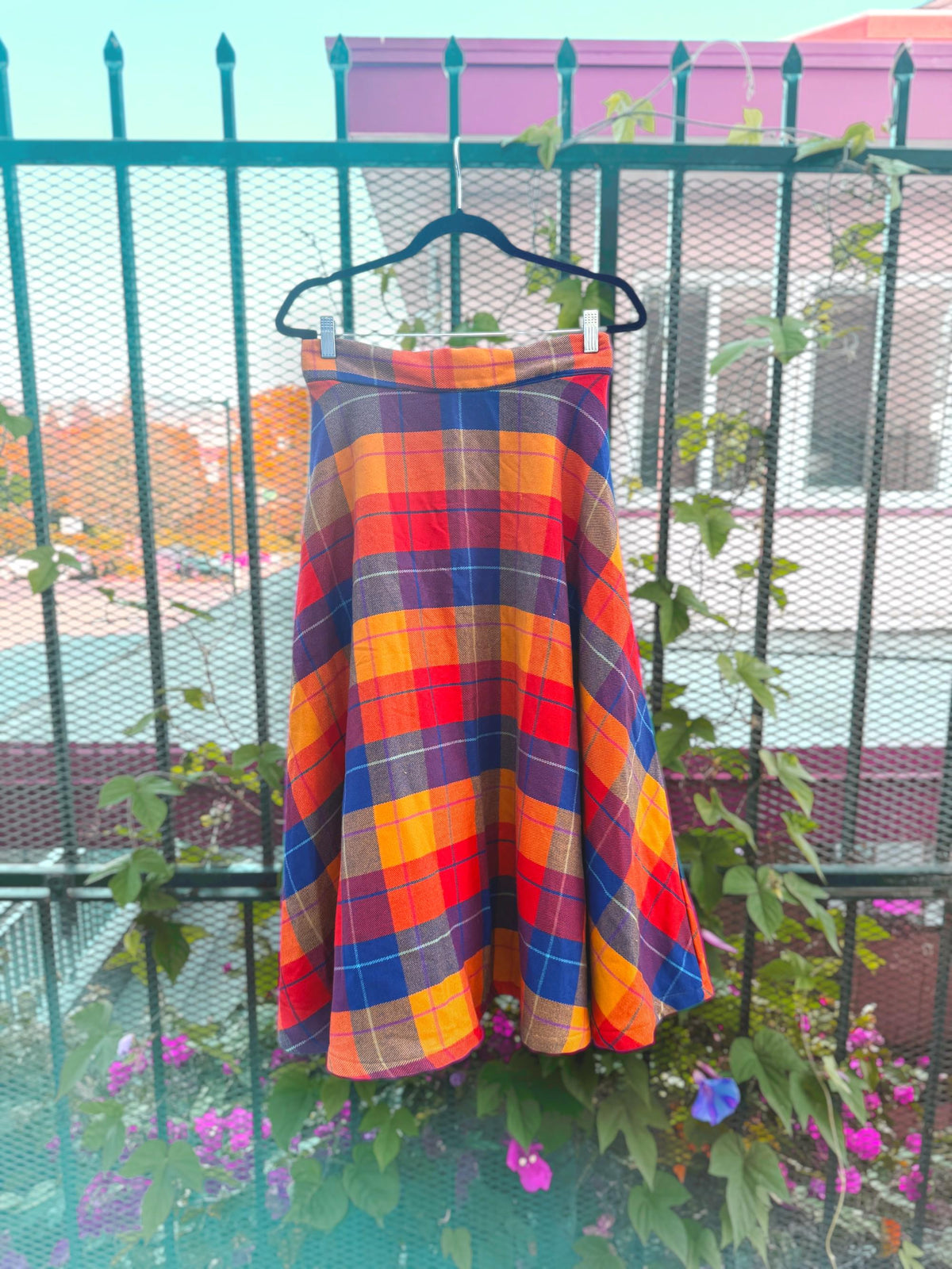 Colorful Flannel Midi Skirt