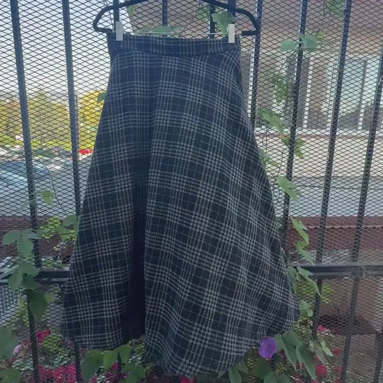 Black & Grey Flannel Midi Skirt