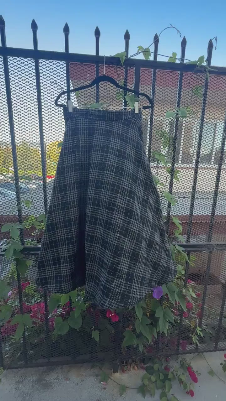 Black & Grey Flannel Midi Skirt