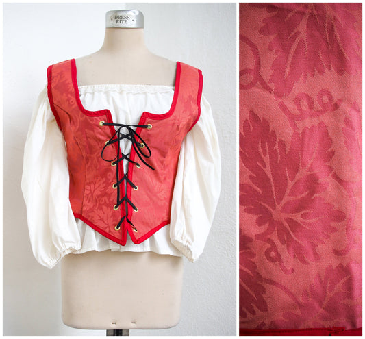 Red Renaissance Bodice | Medieval Baroque Corset | Lace Front Vest | SCA LARP Faire Garb | Wench Pirate Costume | Cosplay Festival Fashion