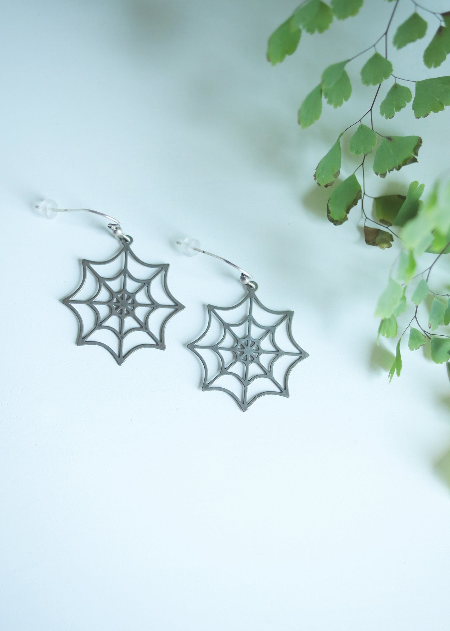 Spiderweb Earrings | Cobweb Halloween Spooky Dangles | Witch Goth Creepy Alternative Jewelry | Stainless Steel Nickel Free Brass Gold Tone