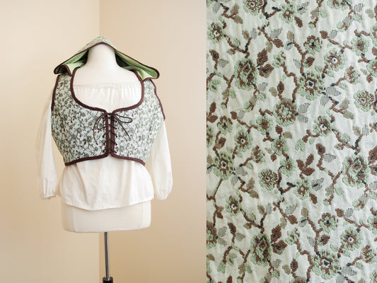 Floral Corset Bodice | Mint Lace Up Vest | Renaissance Fairycore Cottagecore Goblincore | Pastel Fairy Kei Fantasy | Boho Hippe Overbust