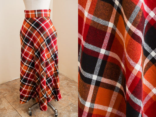 Plaid Flannel Midi Skirt | Vintage Inspired Tea Length | Cottagecore Prairie Dark Academia Hobbit | High Waist Fall Color Goblincore