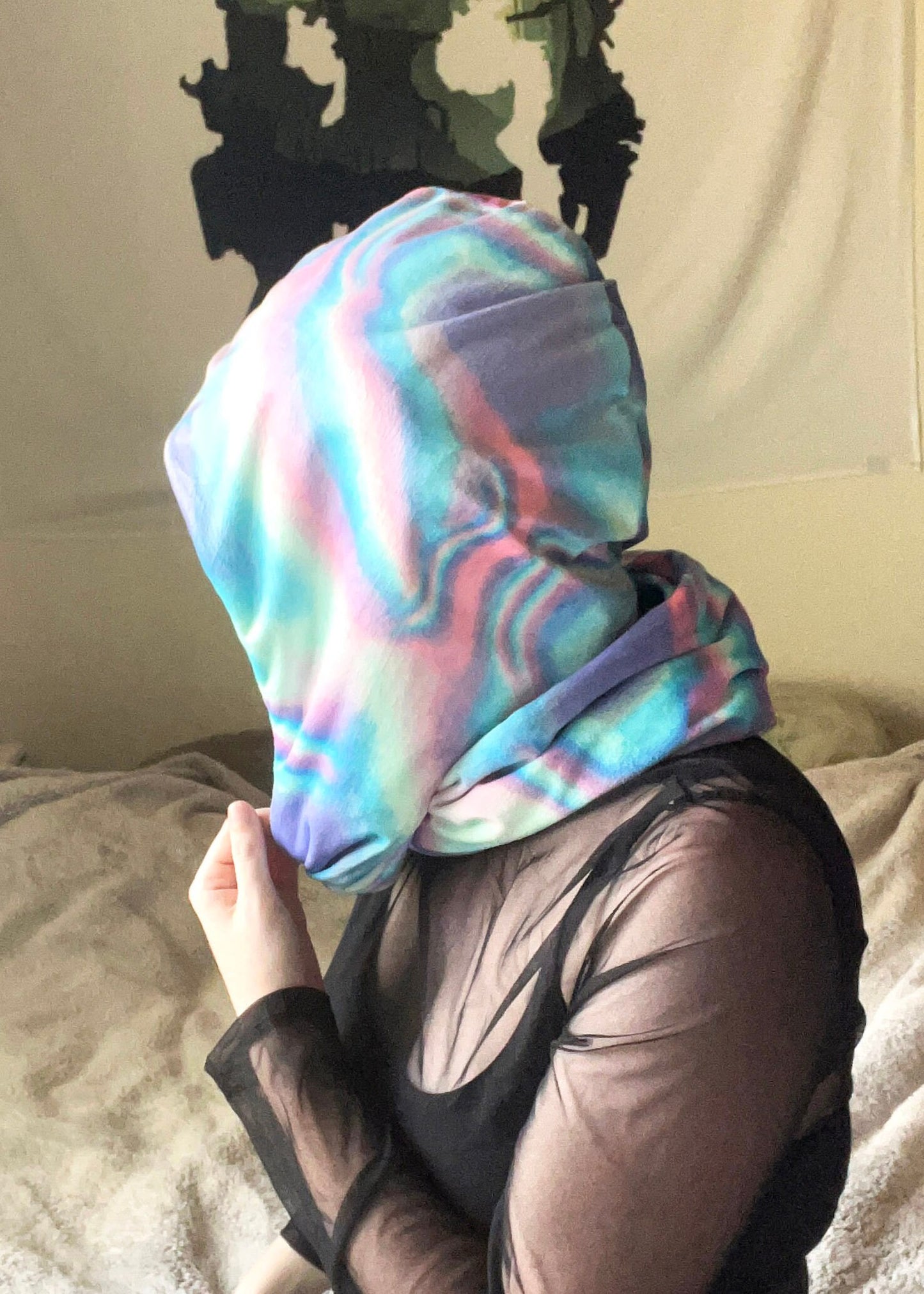 Plush Infinity Scarf | Pastel Iridescent Cowl Hood | Festival Rave Fairycore Accessories | Snood Thneed Loop Neck Wrap Headwrap Neckwear