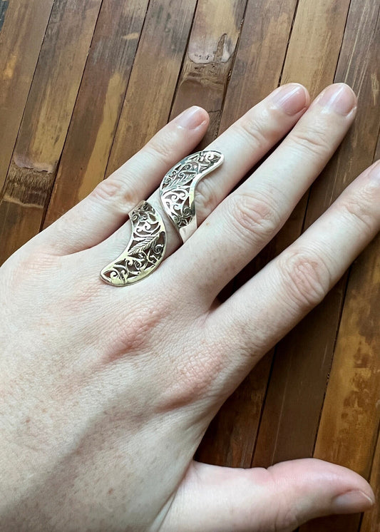Adjustable Elven Ring | Sterling Silver Ornate Filigree Cut Out | Witchy Cottagecore Fairycore Vine Jewelry | Bridesmaids Art Nouveau Gift