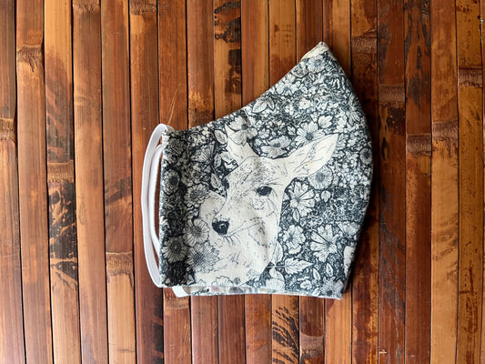 Woodland Animals Face Mask | Goblincore Forest Flannel Cotton Dust Covering | Fitted Washable Reusable Handmade | Nose Wire Filter Pocket