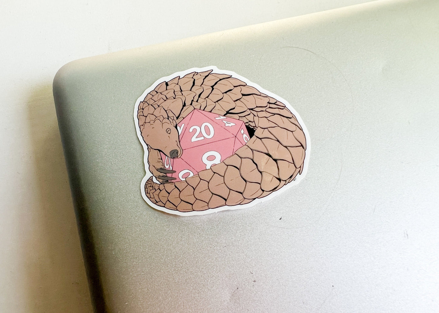 Pangolin Dice Sticker | Nerdy Geeky Laptop Decal | Fantasy Board Game Fan Art Journal Scrapbooking Decor | Goblincore Fairycore Whimsical