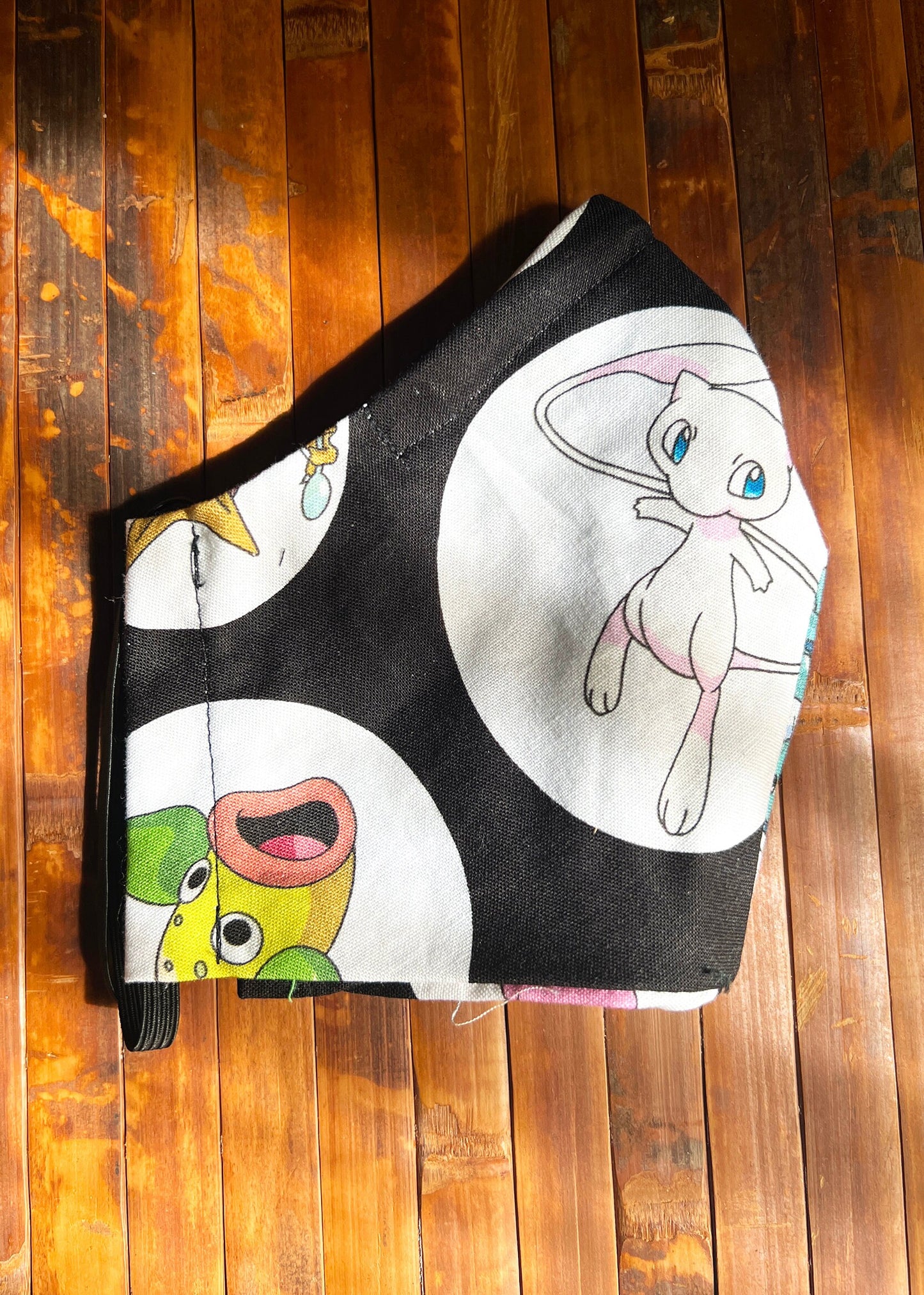 Pokemon Face Mask | Black Cotton Dust Covering | Fitted Anime Video Game Nerdy Geeky Washable Reusable Handmade | Nose Wire Filter Pocket