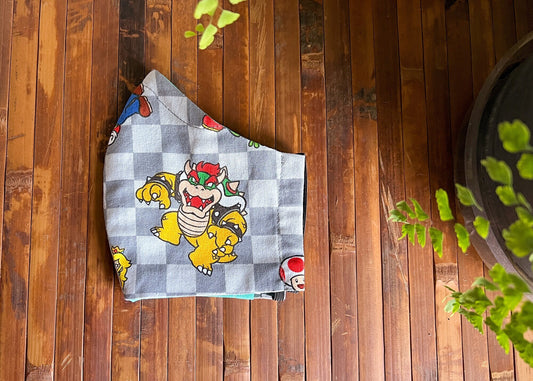 Mario Kart Face Mask | Video Game Character Cotton Dust Covering | Nerdy Geeky Fitted Washable Reusable Handmade | Nose Wire Filter Pocket