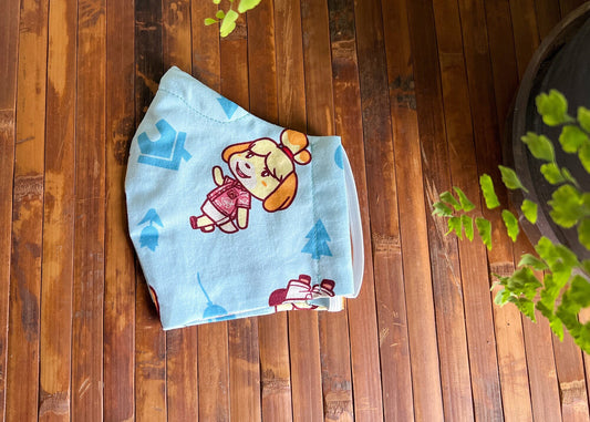 Animal Crossing Face Mask | Video Game Kawaii Cotton Dust Covering | Nerdy Geeky Fitted Washable Reusable Handmade | Nose Wire Filter Pocket