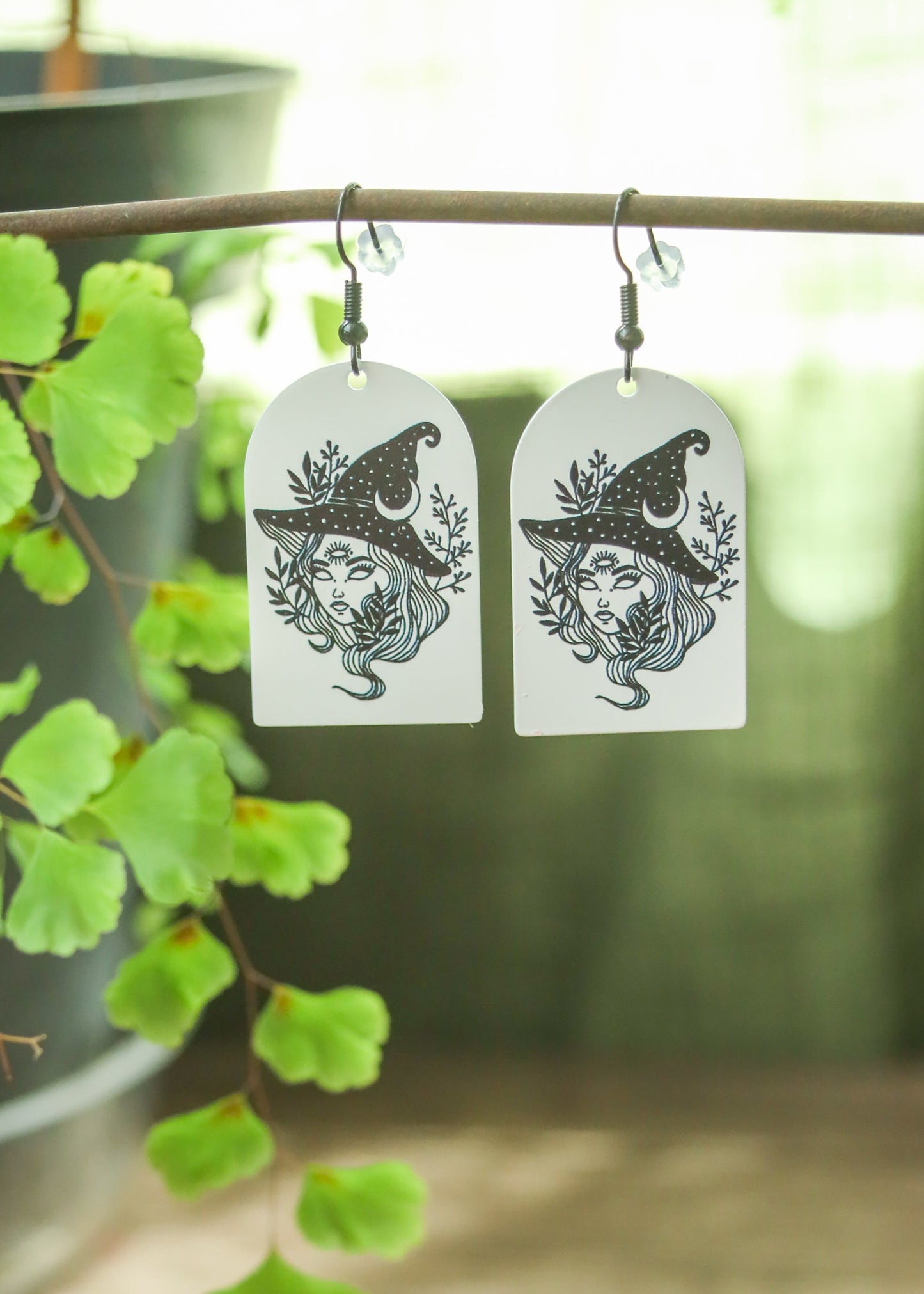 Witchy Enamel Earrings | Gothic Halloween Arch Dangles | Stainless Steel Charm Sterling Silver Ear Wire | Spooky Kawaii Cottagecore Jewelry