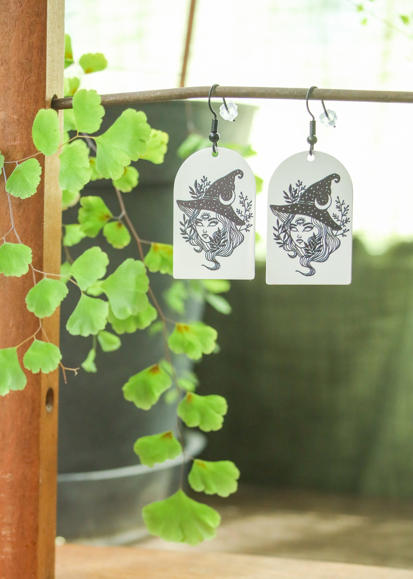 Witchy Enamel Earrings | Gothic Halloween Arch Dangles | Stainless Steel Charm Sterling Silver Ear Wire | Spooky Kawaii Cottagecore Jewelry