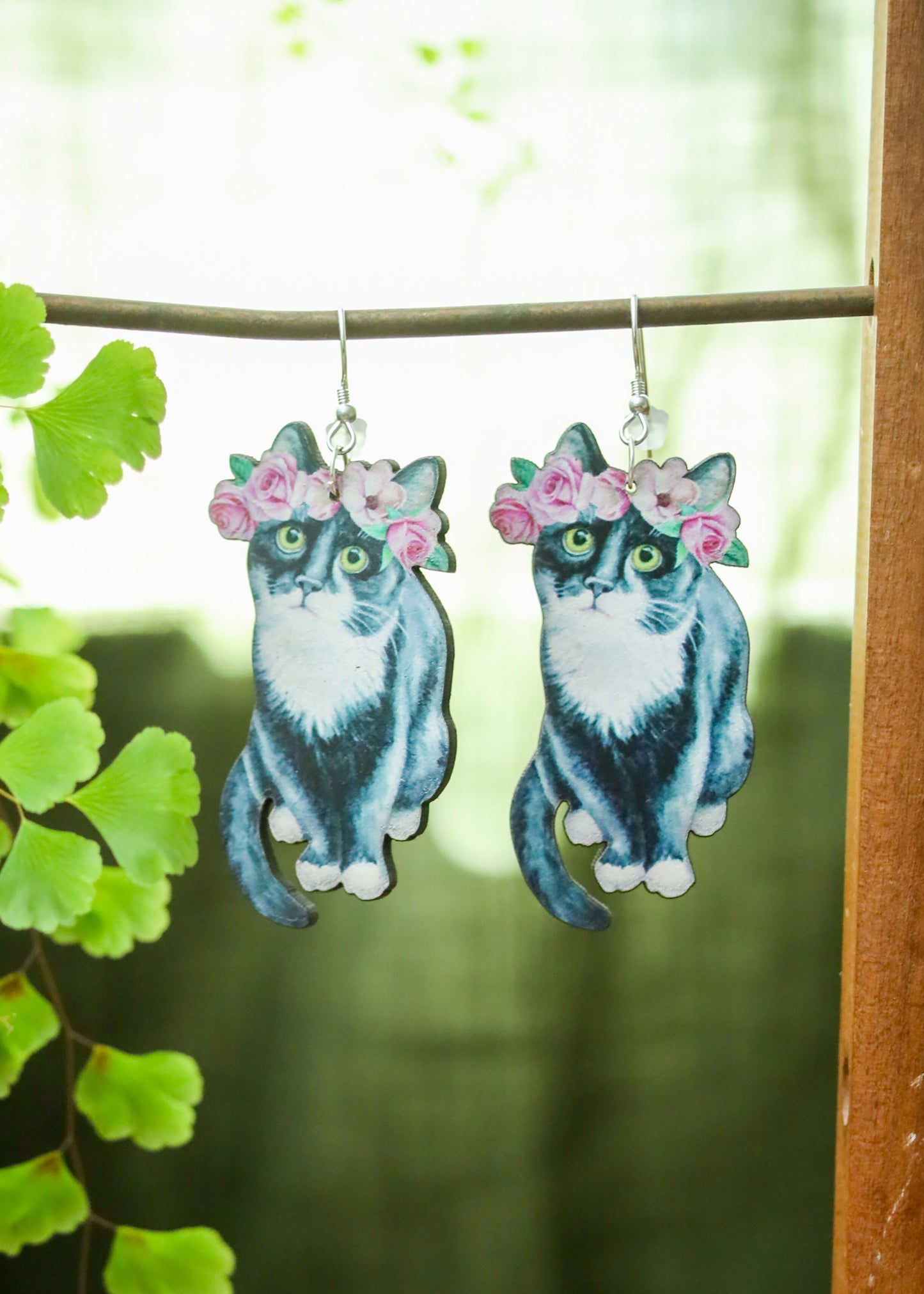 Cat Charm Earrings | Laser Cut Wood Kitty Dangles | Pet Animal Lover Gifts | Persian Maine Coon Russian Blue British Shorthair Black Cat
